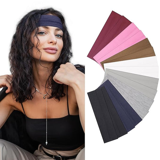 16Pcs Headbands for Women Hair Bands for Women's Non Slip Stylish Sports Hair Soft Cotton Cloth Stretchy Headbands for Women for Yoga Outdoor Exercise Running