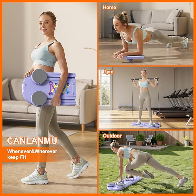 Pilates Board,Multifunctional Rebound Abdominal Board,Foldable Pilates Reformer Set, Ab Core Trainer Machine,Ab Exercise Board,Abs Workout Equipment for Women Home Gym Equipment