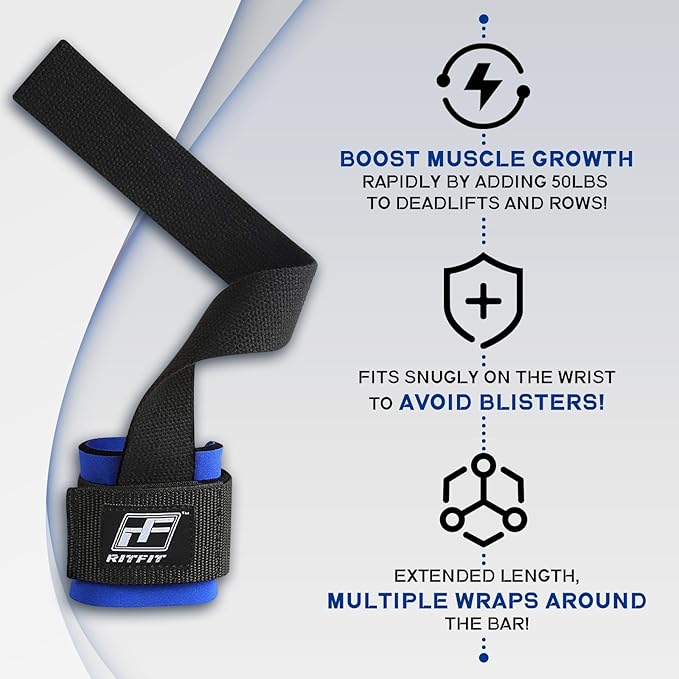 RitFit Lifting Wraps, Wrist Straps for Weightlifting, Wrist Support for Working Out, Bodybuilding, MMA, Powerlifting, Strength Training, Men & Women