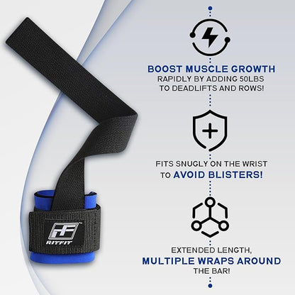 RitFit Lifting Wraps, Wrist Straps for Weightlifting, Wrist Support for Working Out, Bodybuilding, MMA, Powerlifting, Strength Training, Men & Women
