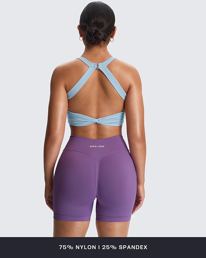 Aoxjox Women's Workout Sports Bras Twist Front Fitness Training Gym Bra Yoga Crop Lola Tank