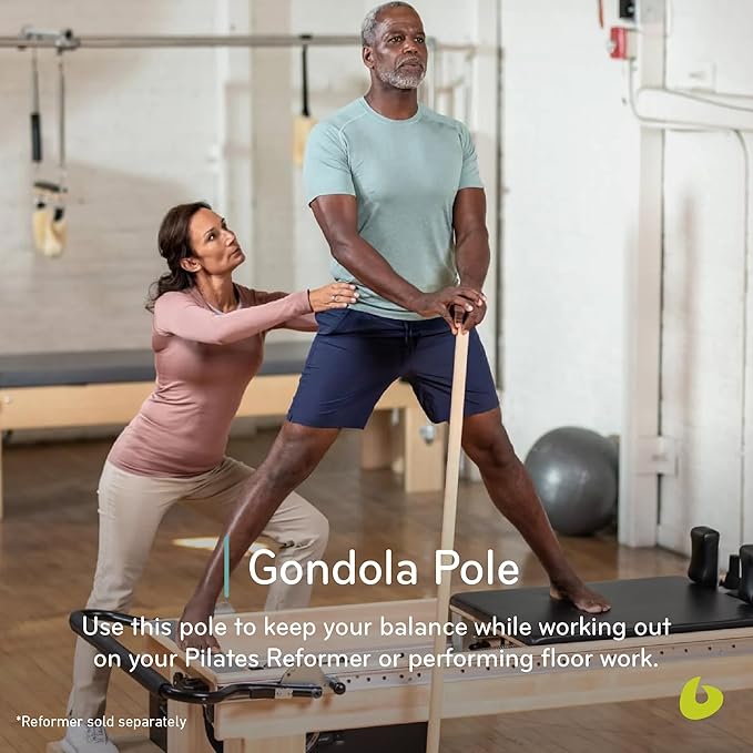 Balanced Body Gondola Pole for Use with Pilates Reformer, Balance Pole for Pilates Exercise, Wooden Exercise Stick for Home Gyms or Studios, 5 feet
