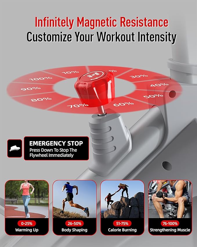 HARISON Semi-Commercial Exercise Bike 400 lbs Capacity, Magnetic Stationary Bikes for Home Gym with Bluetooth & Tablet Holder & Comfortable Seat Cushion