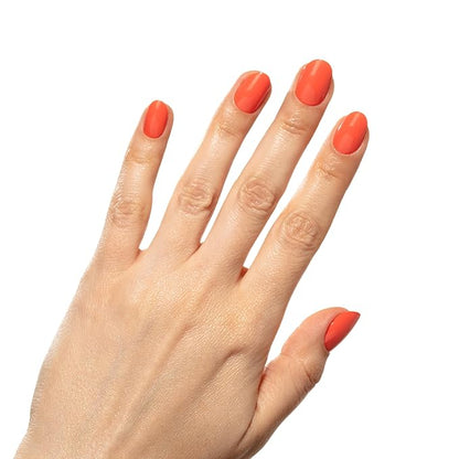 Coral Press On Nails, Short | Hard Candy False Nails with Real Orange Polish | Summer Nail Color | Includes - 24 Reusable Short Round Nails in 12 sizes, Strong Nail Glue, Travel Case and Accessories