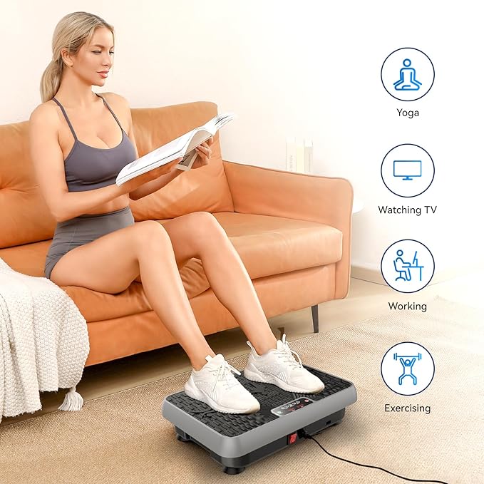 Premium Vibration Plate for Lymphatic Drainage, Weight Loss, Whole Body Workout Power Vibration Plate, Shake Plate,Home Gym Fitness Equipment,Grey