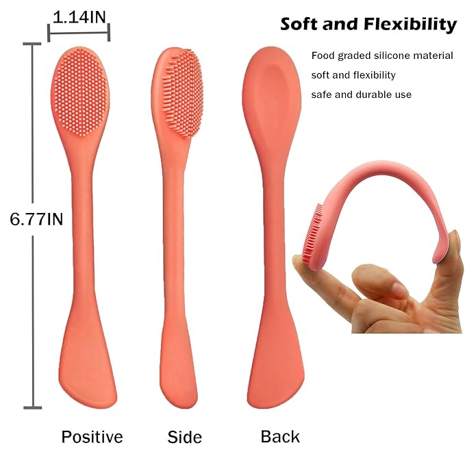 Silicone Face Mask Brush, Face Scrubber for Gentle Exfoliating & Hairless Moisturizers Applicator Tools for Apply Mud, Clay, Charcoal Mixed Mask, Cream, Lotion