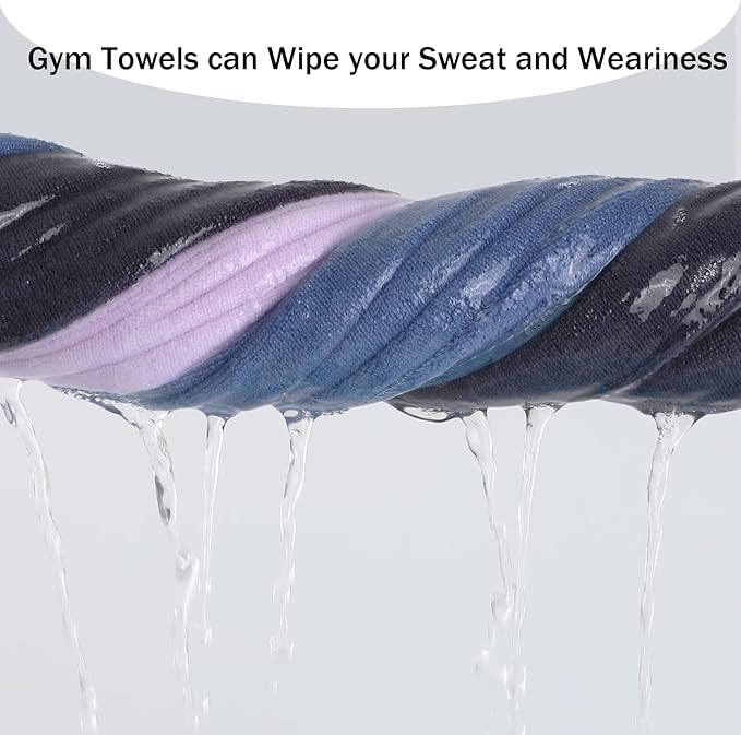 Microfiber Gym Towels Bigger Size Super Soft for Exercise Fitness, Sports, Workout, 380-GSM 15-Inch x 31-Inch Quick-Drying Towels (3 Pack, Blue)