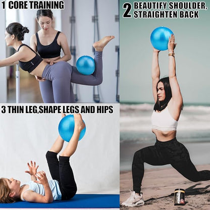 Small Exercise Ball Anti-Burst Non-Slip Stability 9 Inch with Inflatable Straw Mini Pilates Balls Ideal for Yoga Exercise Pilates Physical Therapy Stretching Core Fitness