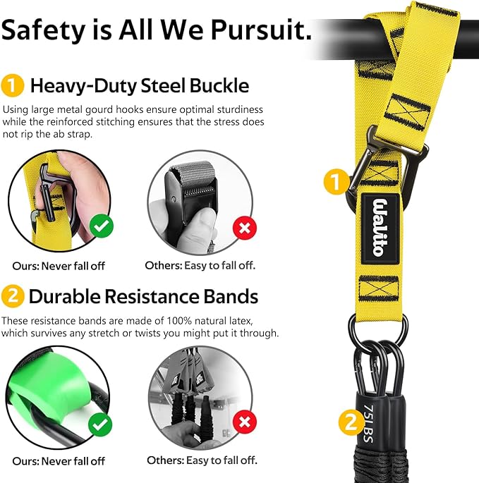 Pull Up Assistance Bands Set, Heavy Duty Adjustable Pull Up Assist Band with Feet Rest, Strength Training Bands for Home Gym Fitness, Pull-Up Bar, Calisthenics and Body Stretching