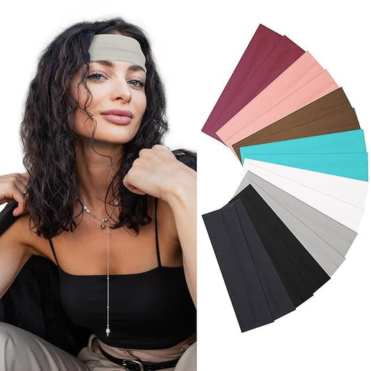 16Pcs Headbands for Women Non Slip Stylish Sports Hair Bands for Women's Hair Soft Cotton Cloth Stretchy Headbands for Women for Yoga Outdoor Exercise Running