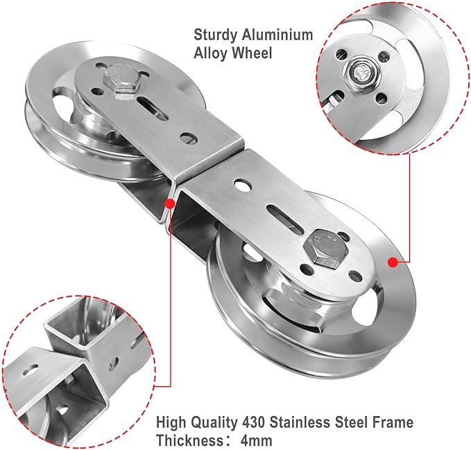 Swivel Dual Pulleys 360° Rotation Roller Double Pulley Wheel for DIY Home Gym Cable Machines Silent Bearing Swivel Groove Wheel Pull Down Attachment Weight Lifting