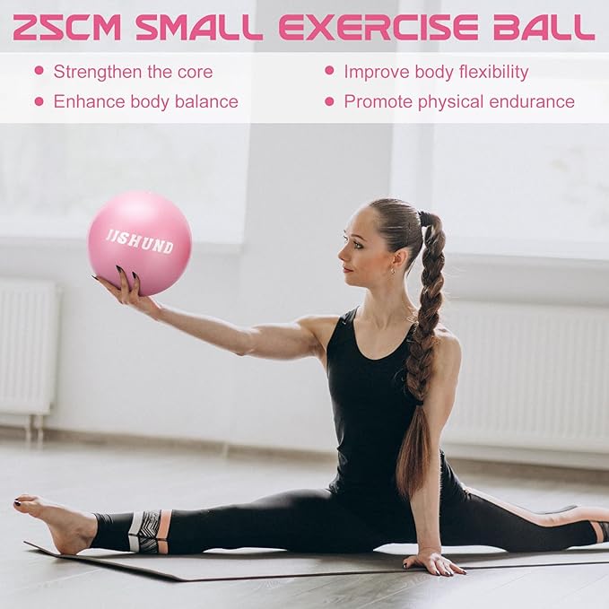 Pilates Ball, 9 Inch Small Exercise Mini Soft Workout Yoga Ball with Exercise Guide, for Home Gym Yoga, Pilates, Core Training, Workout, Balance, Stability