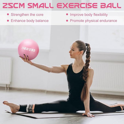 Pilates Ball, 9 Inch Small Exercise Mini Soft Workout Yoga Ball with Exercise Guide, for Home Gym Yoga, Pilates, Core Training, Workout, Balance, Stability