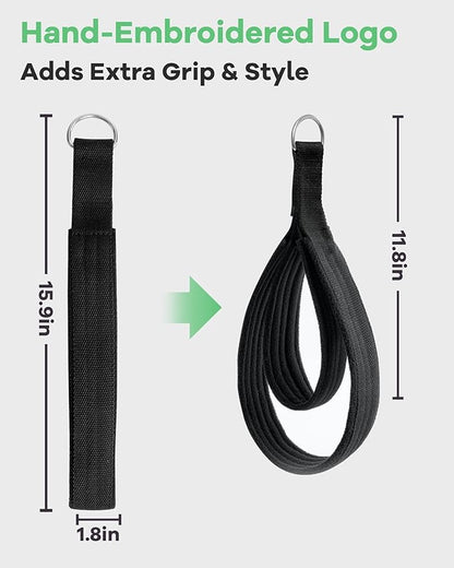 Wonderful Day 2PCS Pilates Straps for Reformer, Comfortable Enhanced Thickness, Fitness D-Ring Double Loop Exercise Straps for Home Gym Workout (Black)