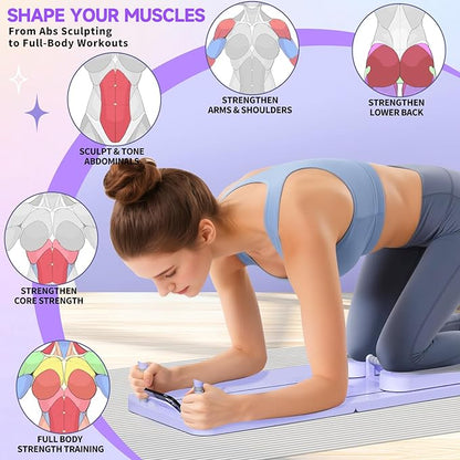 Pilates Board - Versatile Foldable Pilates Reformer Set at Home, Multi-Purpose Sliding Board for Pilates Workouts