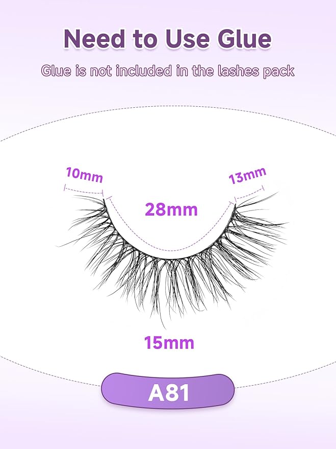 Natural Lashes False Eyelashes 15mm Wispy Eyelashes with Thin Band 3D Volume False Lashes Soft Strip Lashes Pack C Curl Natural Eyelashes Fake Lashes 7 Pair EVENTILL