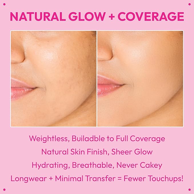 Ruby Kisses Cushion Foundation, Full Coverage Korean Makeup, Lightweight & Long Lasting, All Day Natural Glowy Finish for All Skin Types with Hyaluronic Acid & Bakuchiol (Mocha, 0.52 Ounce)