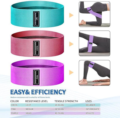 Ocdin Fabric Pedal Resistance Band with Handle, 4 Yoga Starter Set of Stretch Exercise Workout Bands, Unisex Anti-Broken Ab and HIPS Training Elastic Rope