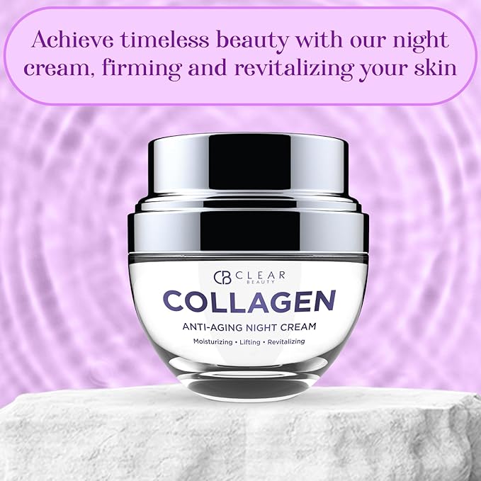 Collagen Night Face Moisturizer - Dermatologist Tested, Reduces Wrinkles & Fine Lines, Hydrating, Anti-Aging Cream, Cruelty-Free Korean Skin Care, All Skin Types - 1.69 oz