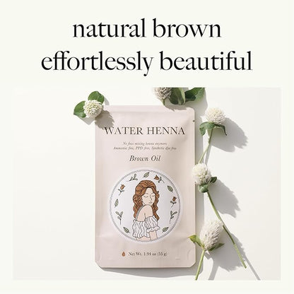 Korean Henna Hair Dye 1 Set - Quick and Easy Application, PPD-free, Synthetic dye-free liquid Formula, Hair Color Made in Korea (Brown (Henna+Indigo))