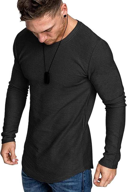 COOFANDY Men 2 Pack Muscle Fitted T Shirt Gym Workout Athletic Long Sleeves Tee