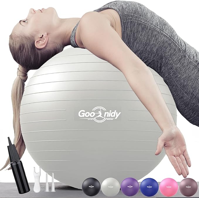 Soft Exercise ball, Anti-Burst Yoga Ball Chair Supports 2200lbs, Workout Equipment w/ Pump for Women Pregnancy, Medicine, Birthing, Physical Therapy, Stability, Excersing, Birth, Swiss, Fitness, Gym