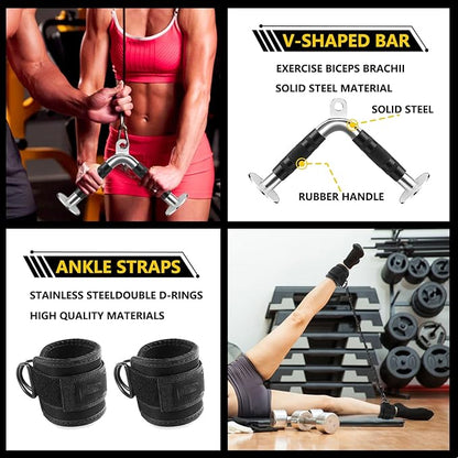 Cable Machine Attachment, LAT Pulldown Attachments, Home Gym Accessories, Triceps Pull Down Attachment