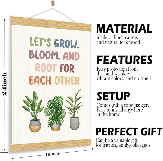 YGSDZY Let's Root For Each Other Sign, Boho Classroom Decor, Wood Poster Hanger, Playroom Wall Art, Mental Health Posters, Classroom Poster, Homeschool Decor, Motivational Wall Decoration