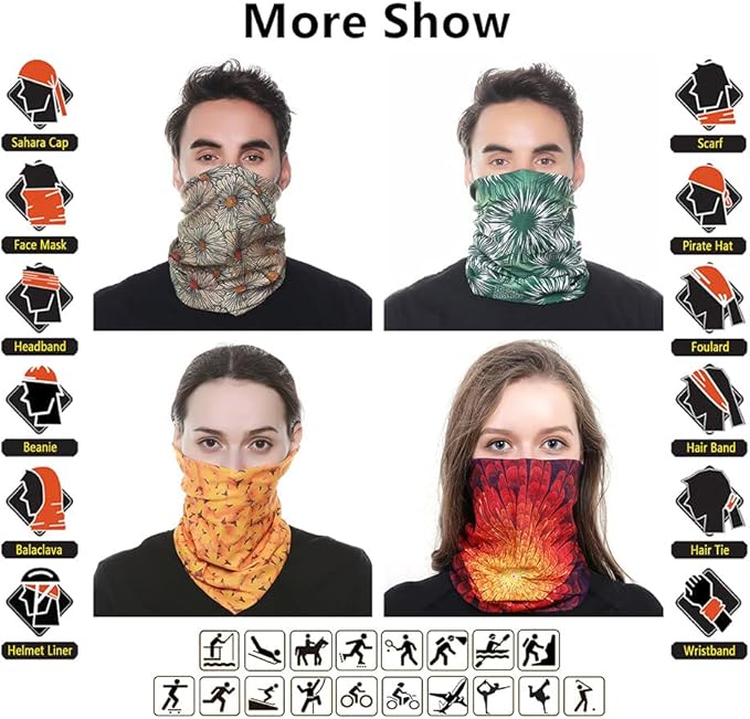 Headband Neck Gaiter Head Wrap Headwear Face Mask Magic Scarf Bandana for Men and Women