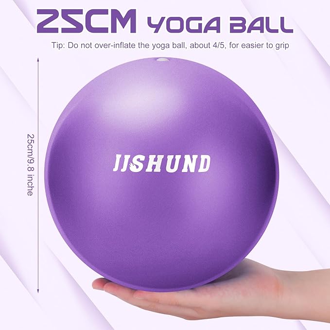 Pilates Ball, 9 Inch Small Exercise Mini Soft Workout Yoga Ball with Exercise Guide, for Home Gym Yoga, Pilates, Core Training, Workout, Balance, Stability