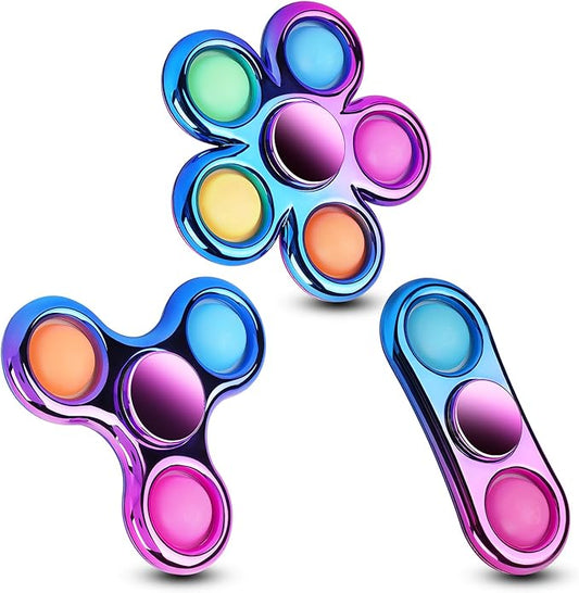 FIGROL 3 Pack Pop Fidget Spinners for Party Favors｜Hand Fidget Bulk Toys for Classroom Return Prizes｜Sensory Fidget Toys for Teens Boys Girls｜Brithday Gifts Prizes