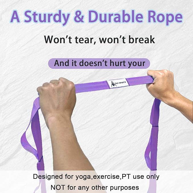 Stretching Strap Yoga Strap with Loops, Stretch Straps for Physical Therapy, Non-Elastic Exercise Strap for Pilates, Dance and Gymnastics with Workout Guide
