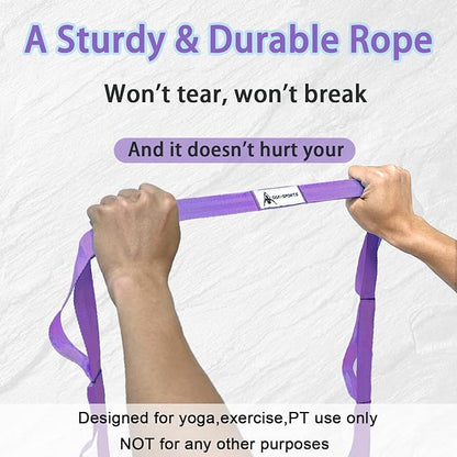 Stretching Strap Yoga Strap with Loops, Stretch Straps for Physical Therapy, Non-Elastic Exercise Strap for Pilates, Dance and Gymnastics with Workout Guide
