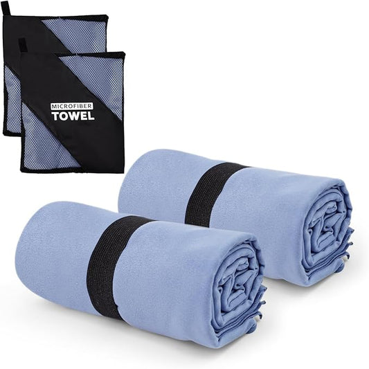 Small Size Travel Towels Quick Dry Microfiber Lightweight for Hand Neck Face Gym Running Riding Hiking Camping Working Out Sweat Towels(Navy Blue, 2 Pack S)