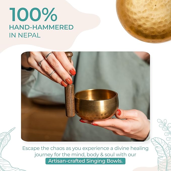 Ohm Store Tibetan Singing Bowl Set — Meditation Sound Bowl Handcrafted (3.5″ Original)