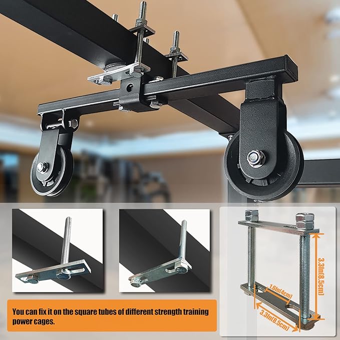 KORIKAHM Power Rack Pulley Attachment, LAT Pulldown Machine - Cable & Weight Dual Pulley System for Home Gym Strength Training, Power Racks