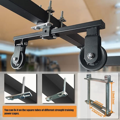 KORIKAHM Power Rack Pulley Attachment, LAT Pulldown Machine - Cable & Weight Dual Pulley System for Home Gym Strength Training, Power Racks