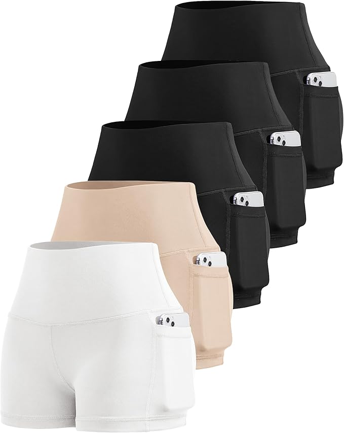 LZYVOO Biker Spandex Shorts Women, High Waisted Tummy Control Workout Yoga Shorts with Pockets