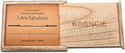 KGBNCIE Morse Code Bracelet for Women Sterling Silver Beads on Silk Cord Secret Message Fuck Friendship Inspirational Encouragement Bracelet Gift for Her