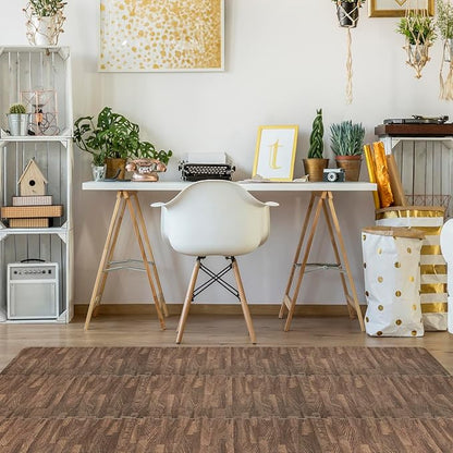Sorbus Wood Grain Floor Tiles Foam Mat EVA Interlocking Mats Tile 3/8-Inch Thick Flooring Wood Puzzle Exercise Mats w/Borders - Home Playroom Basement, Apartment, Trade Show, Baby, Dance