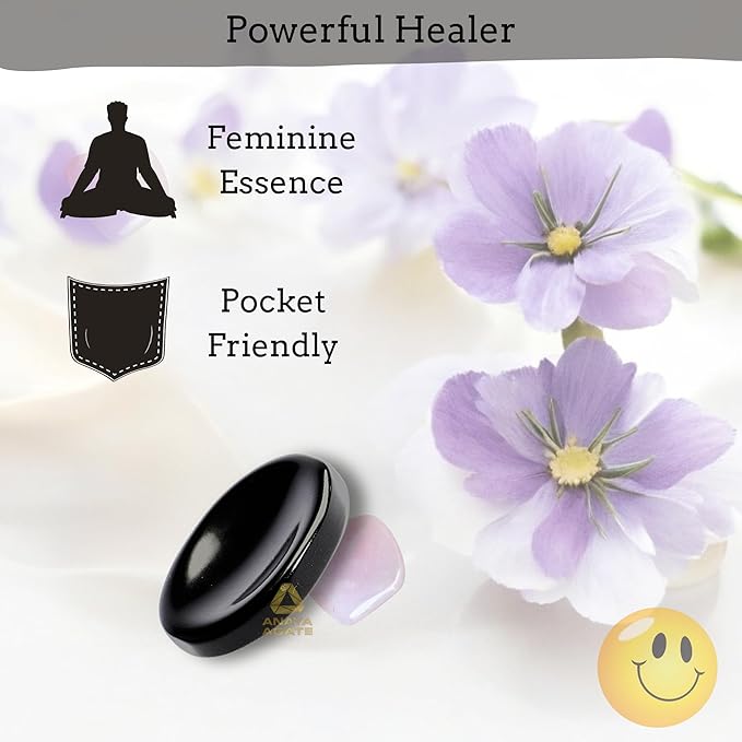 Black Obsidian Worry Stones – Crystal Thumb Worry Stone for Anxiety, Stress – Relaxing and Soothing Balance Stones for Meditation, Stress Relief – Healing Stones and Crystals for Men and Women