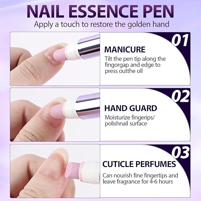 3 Pcs 3-in-1 Nail Care Pen, 2025 New 3-in-1 Cuticle Oil Pen, Upgrade 3 in 1 Nail Care Pen, for Hangnails, Dry & Damaged Nails, Moisturize Strengthen Brighten Nails Care