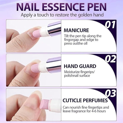 3 Pcs 3-in-1 Nail Care Pen, 2025 New 3-in-1 Cuticle Oil Pen, Upgrade 3 in 1 Nail Care Pen, for Hangnails, Dry & Damaged Nails, Moisturize Strengthen Brighten Nails Care