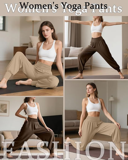 2 Pack Women's Yoga Joggers, Cozy Sweatpants with Pockets Casual Loose Comfy High Waisted Lounge Pants
