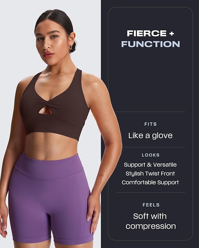 Aoxjox Women's Workout Sports Bras Twist Front Fitness Training Gym Bra Yoga Crop Lola Tank