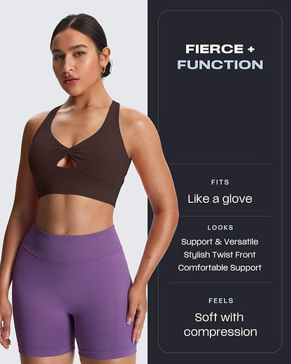 Aoxjox Women's Workout Sports Bras Twist Front Fitness Training Gym Bra Yoga Crop Lola Tank