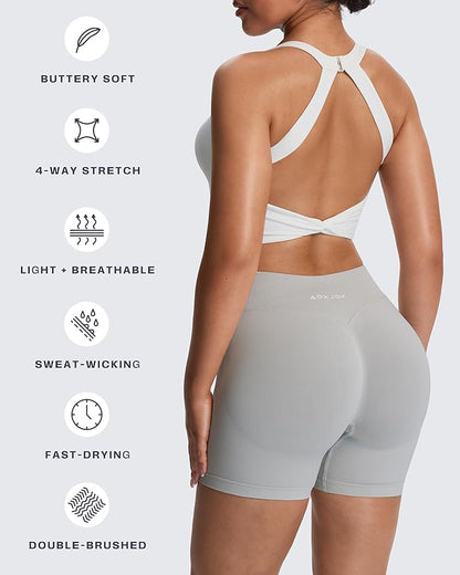 Aoxjox Women's Workout Sports Bras Twist Front Fitness Training Gym Bra Yoga Crop Lola Tank