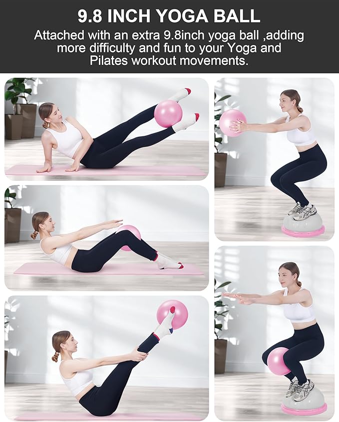 Balance Ball Trainer,Inflatable Yoga Plank Exercise Ball With Plank &Game,Half Balance Trainer With Extra Yoga Ball & Resistance Bands For Home Gym Workout Core Strength Training.