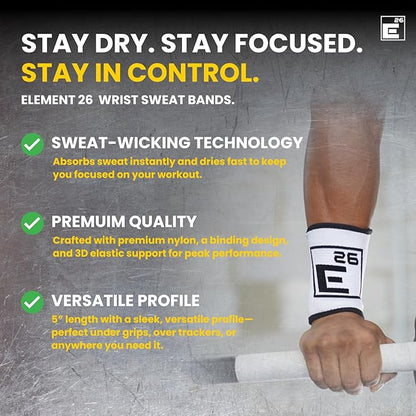 Wicking Wrist Sweat Bands (4 Pack) - for Men, Women, Cross Training, Weightlifting, Functional Fitness, WODs, Sports