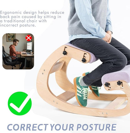 Knee Chair Ergonomic for Office,Rocking Kneeling Chair Desk,Adjustable Posture Chairs for Relieve Neck or Back Pain,Balance Chairs for Work,Meditation,Home,Gifts for Men,Women,Her,Him